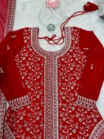 Red Color Faux Georgette Fabric Sequence Work Palazzo Suit