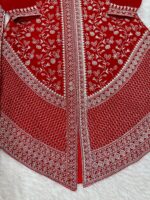 Red Color Faux Georgette Fabric Sequence Work Palazzo Suit