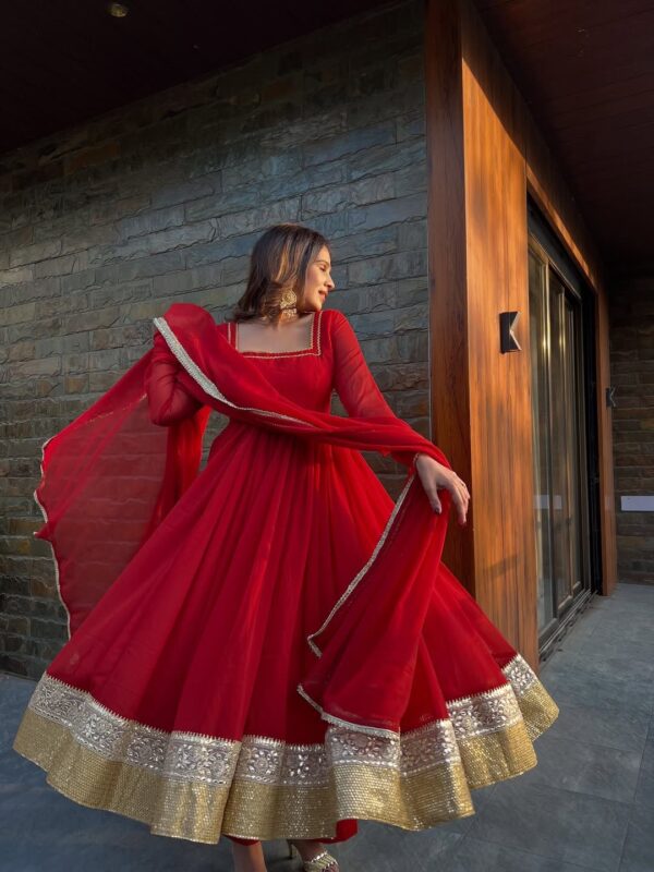 Red Color Georgette Fabric Sequence Work Anarkali Suit