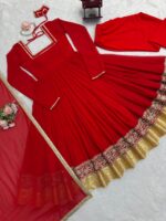Red Color Georgette Fabric Sequence Work Anarkali Suit
