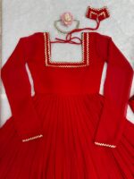 Red Color Georgette Fabric Sequence Work Anarkali Suit