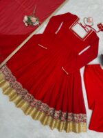 Red Color Georgette Fabric Sequence Work Anarkali Suit