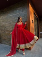 Red Color Georgette Fabric Sequence Work Anarkali Suit