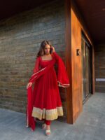 Red Color Georgette Fabric Sequence Work Anarkali Suit