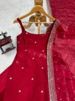 Red Color Jimmy Choo Fabric Sequence Work Palazzo Set