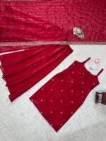 Red Color Jimmy Choo Fabric Sequence Work Palazzo Set