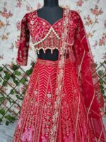 Red Color Kasturi Silk Fabric Sequence Work Bridal Lehenga