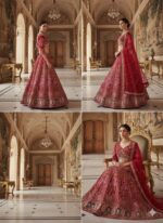 Red Color Kasturi Silk Fabric Sequence Work Bridal Lehenga