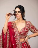 Red Color Malai Satin Fabric Sequence Work Bridal Lehenga