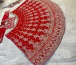 Red Color Malai Satin Fabric Sequence Work Bridal Lehenga