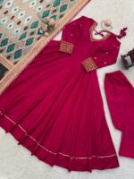 Sukhmani Gambhir Dark Pink Color Chinon Silk Fabric Sequence Work Gown