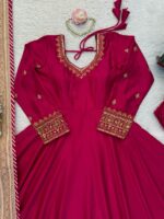 Sukhmani Gambhir Dark Pink Color Chinon Silk Fabric Sequence Work Gown