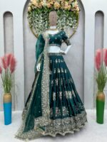 Teal Blue Color Japan Satin Fabric Sequence Work Lehenga