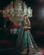 Teal Blue Color Mulmul Silk Fabric Sequence Work Lehenga