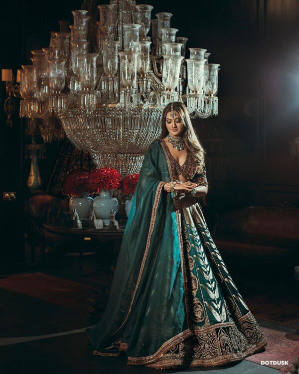 Teal Blue Color Mulmul Silk Fabric Sequence Work Lehenga