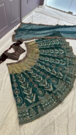 Teal Blue Color Mulmul Silk Fabric Sequence Work Lehenga