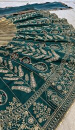 Teal Blue Color Mulmul Silk Fabric Sequence Work Lehenga
