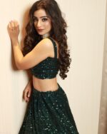 Teal Green Color Tapeta Satin Silk Fabric Sequence Work Lehenga