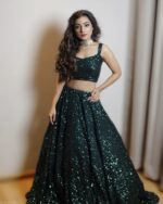 Teal Green Color Tapeta Satin Silk Fabric Sequence Work Lehenga