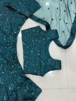 Teal Green Color Tapeta Satin Silk Fabric Sequence Work Lehenga