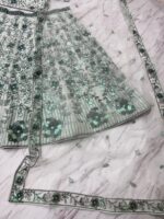 White Color Faux Georgette Fabric Sequence Work Lehenga