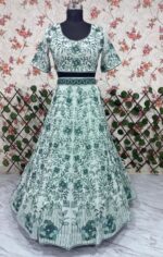 White Color Faux Georgette Fabric Sequence Work Lehenga