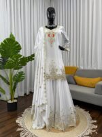 White Color Faux Georgette Fabric Sequence Work Sharara Set