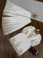 White Color Faux Georgette Fabric Sequence Work Sharara Set
