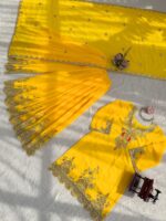 Yellow Color Faux Georgette Fabric Sequence Work Sharara Set