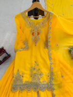 Yellow Color Faux Georgette Fabric Sequence Work Sharara Set