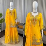 Yellow Color Faux Georgette Fabric Sequence Work Sharara Set