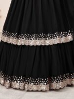 Black Color Georgette Fabric Jari With Sequence Work Lehenga