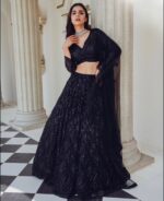 Black Color Georgette Fabric Sequence Work Lehenga