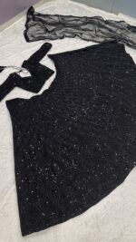 Black Color Georgette Fabric Sequence Work Lehenga