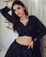 Black Color Georgette Fabric Sequence Work Lehenga