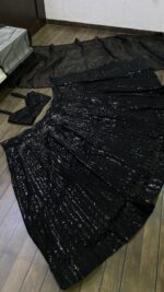 Black Color Georgette Fabric Sequence Work Lehenga