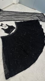 Black Color Net Fabric Sequence With Jari Work Lehenga