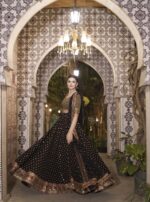 Black Color Poly Silk Fabric Sequence With Jari Work Lehenga