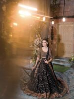 Black Color Poly Silk Fabric Sequence With Jari Work Lehenga