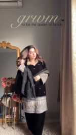 Black Color Velvet Fabric Sequence With Coding Work Palazzo Suit