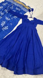 Blue Color Chinon Silk Fabric Anarkali Suit