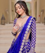 Blue Color Georgette Fabric Foil Mirror Work Sukhmani Gambhir Lehenga