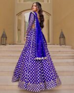 Blue Color Georgette Fabric Foil Mirror Work Sukhmani Gambhir Lehenga