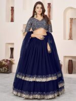Blue Color Georgette Fabric Jari With Sequence Work Lehenga