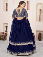Blue Color Georgette Fabric Jari With Sequence Work Lehenga