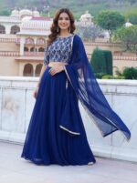 Blue Color Georgette Fabric Sequence Work Lehenga