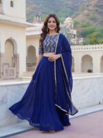 Blue Color Georgette Fabric Sequence Work Lehenga