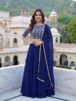 Blue Color Georgette Fabric Sequence Work Lehenga