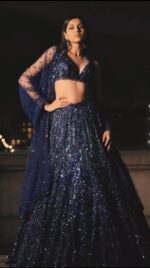 Blue Color Net Fabric Sequence Work Lehenga