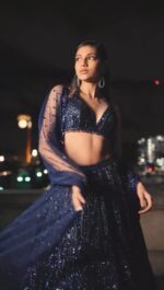Blue Color Net Fabric Sequence Work Lehenga
